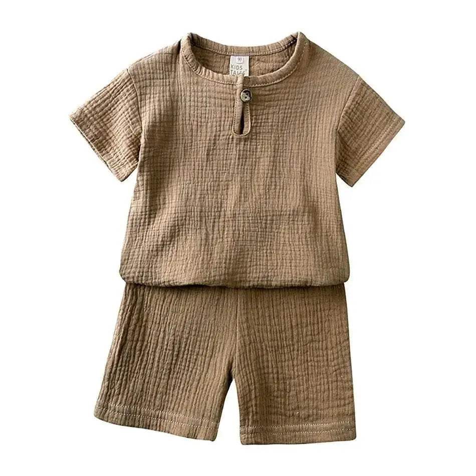 2-8 Years Children Casual Suit Kids Muslin T Shirt Shorts - ToylandEU