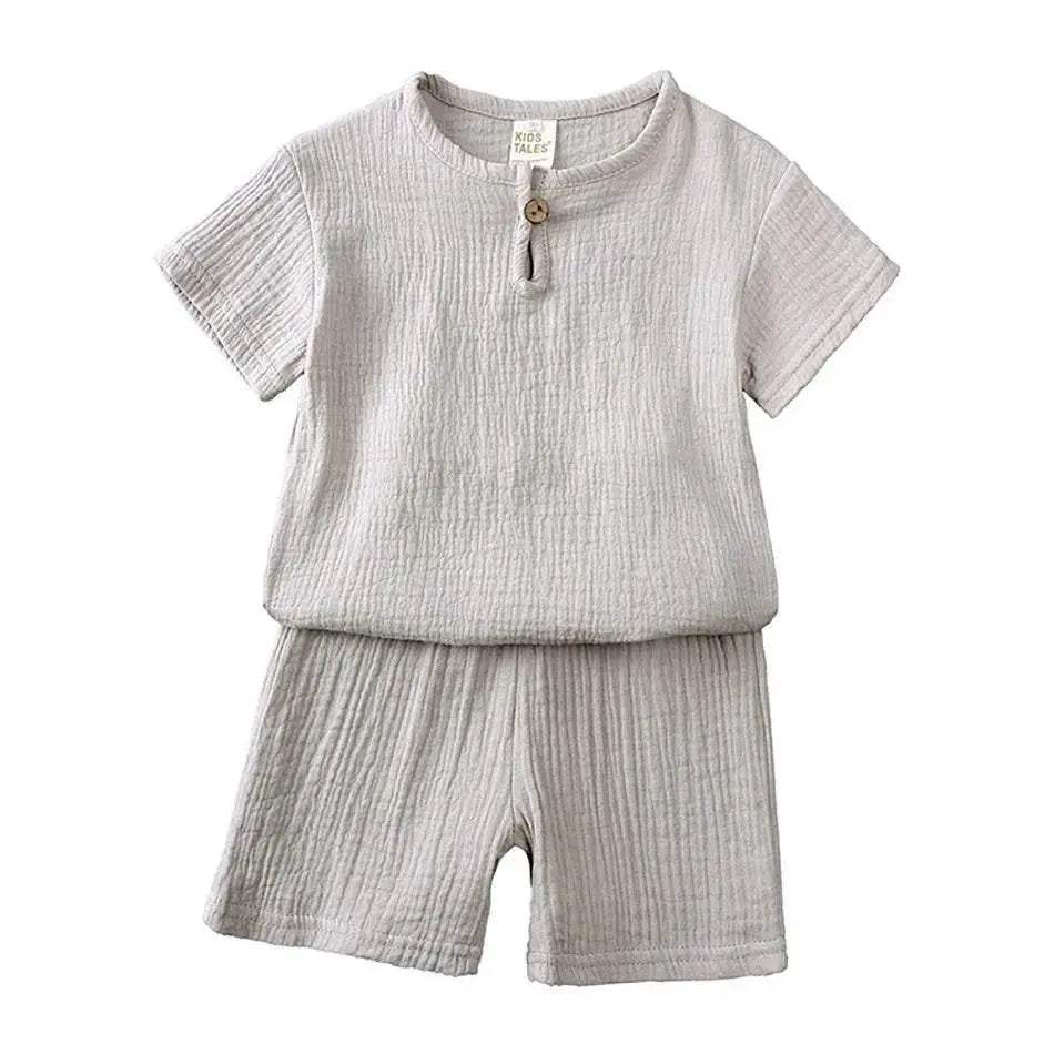 2-8 Years Children Casual Suit Kids Muslin T Shirt Shorts - ToylandEU