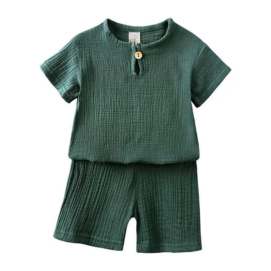 2-8 Years Children Casual Suit Kids Muslin T Shirt Shorts - ToylandEU