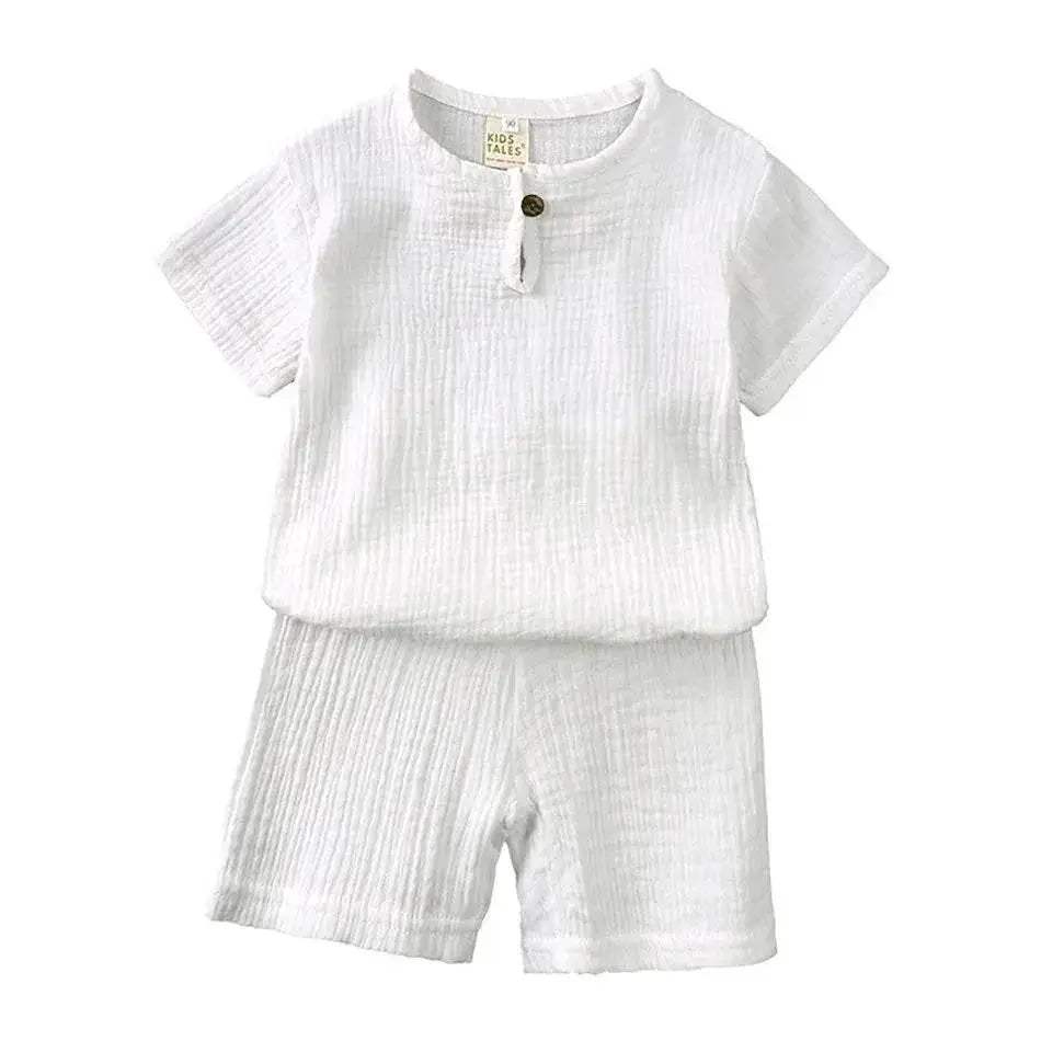 2-8 Years Children Casual Suit Kids Muslin T Shirt Shorts - ToylandEU