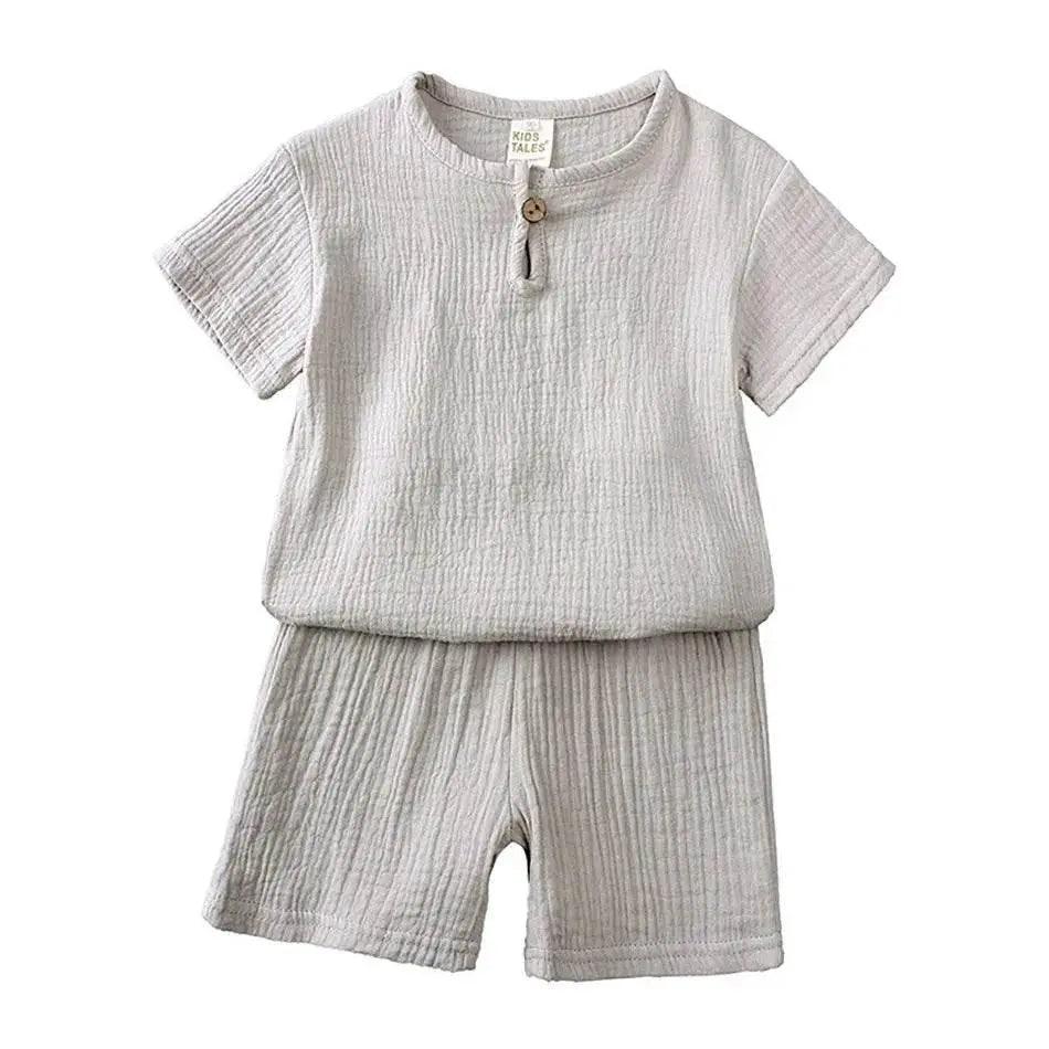  2-8 Years Children Casual Suit Muslin T Shirt Shorts Set -  ToylandEU™