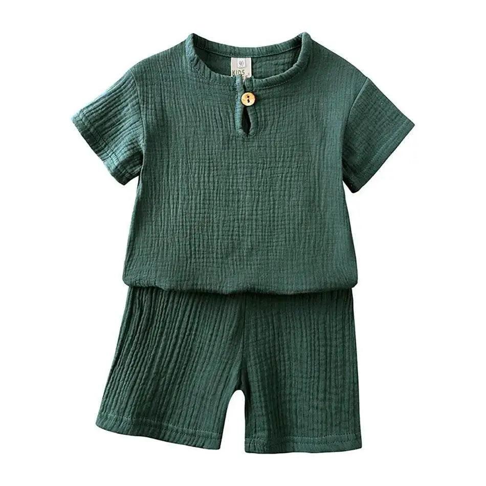  2-8 Years Children Casual Suit Muslin T Shirt Shorts Set -  ToylandEU™