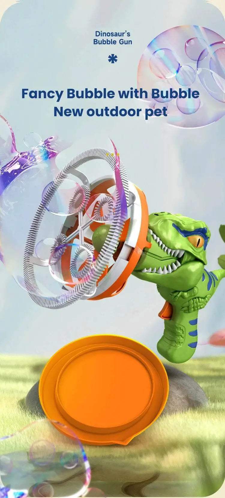 2 In 1 Dinosaur Soap Bubble Electric Bubble Gun for Kids - ToylandEU