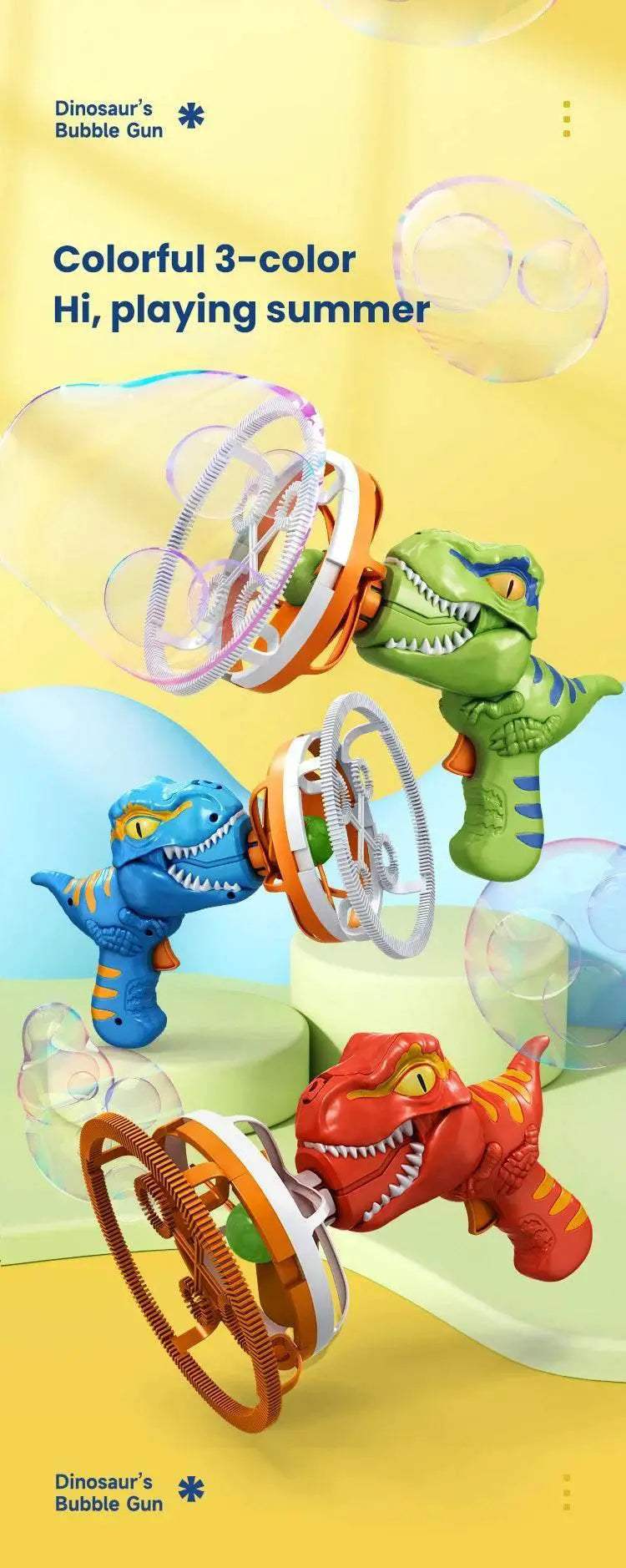 2 In 1 Dinosaur Soap Bubble Electric Bubble Gun for Kids - ToylandEU