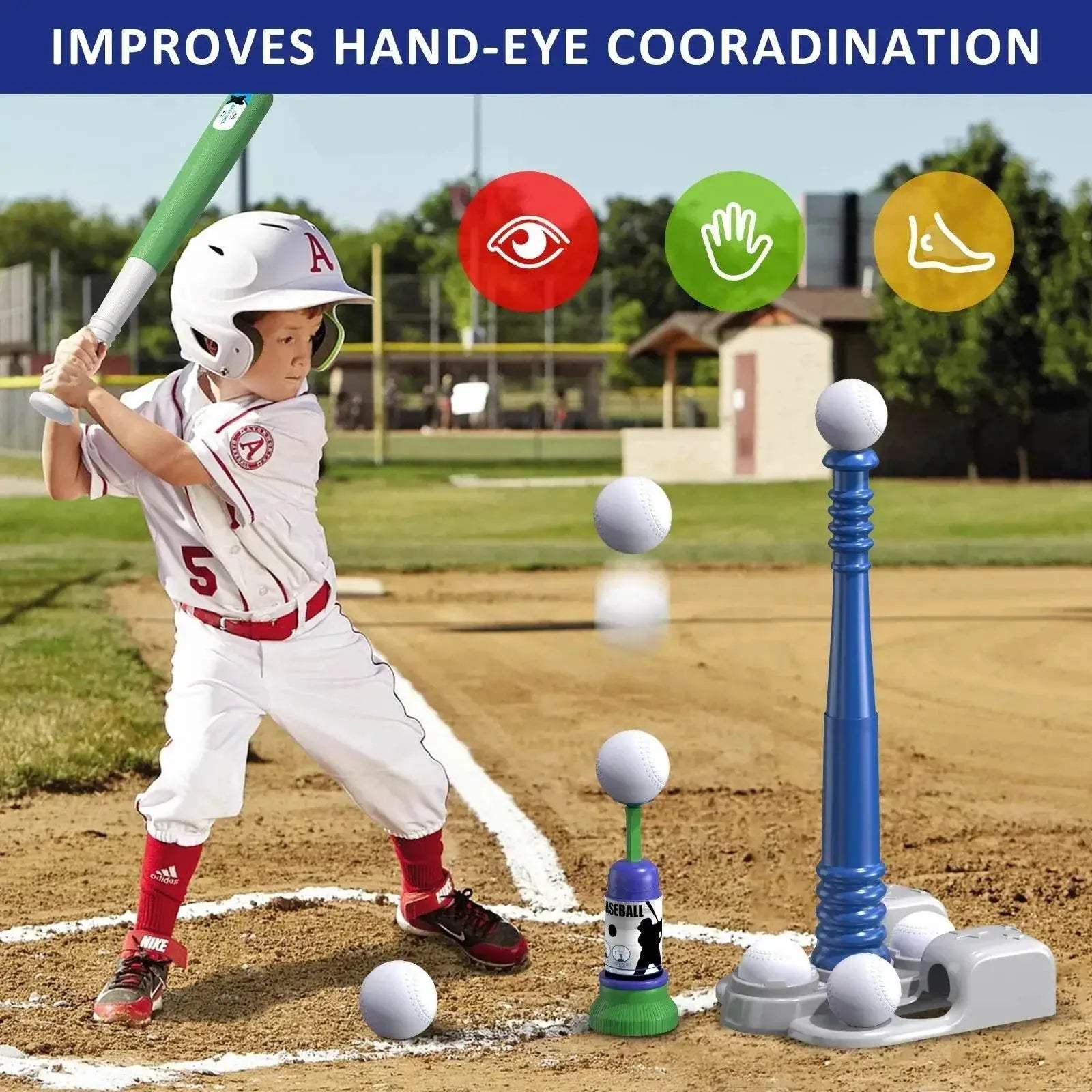  2 In 1 T Ball Sets For Kids 3-6 With Automatic Pitching Machine -  ToylandEU™
