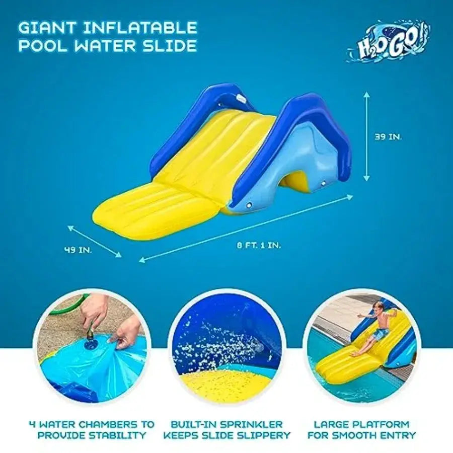 2 Pack Outdoor Inflatable Water Slide With Built In Sprinkler - ToylandEU