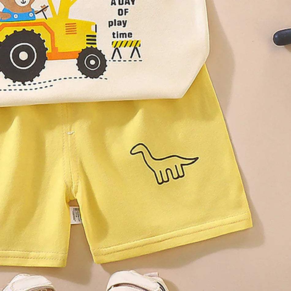 2 Pcs Summer Children's Animal Cartoon Print Vest Sets Girls Clothes Baby Korean Thin Boys Kids Sleeveless Casual Clothing Sets - ToylandEU