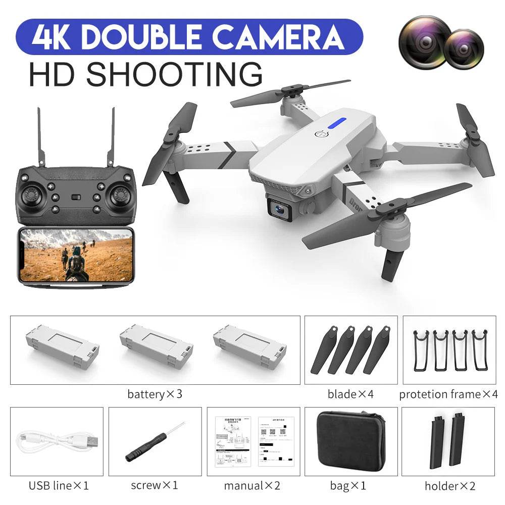 2023 E88Pro 4K Professional RC Drone with 1080P HD Camera - Foldable Helicopter, WIFI FPV, and Height Hold - Perfect Gift Toy - ToylandEU