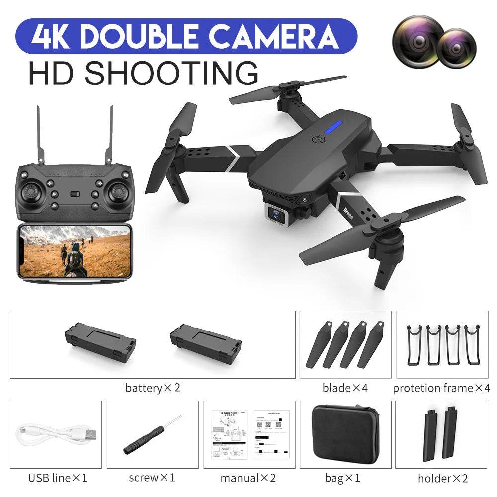 2023 E88Pro 4K Professional RC Drone with 1080P HD Camera - Foldable Helicopter, WIFI FPV, and Height Hold - Perfect Gift Toy - ToylandEU