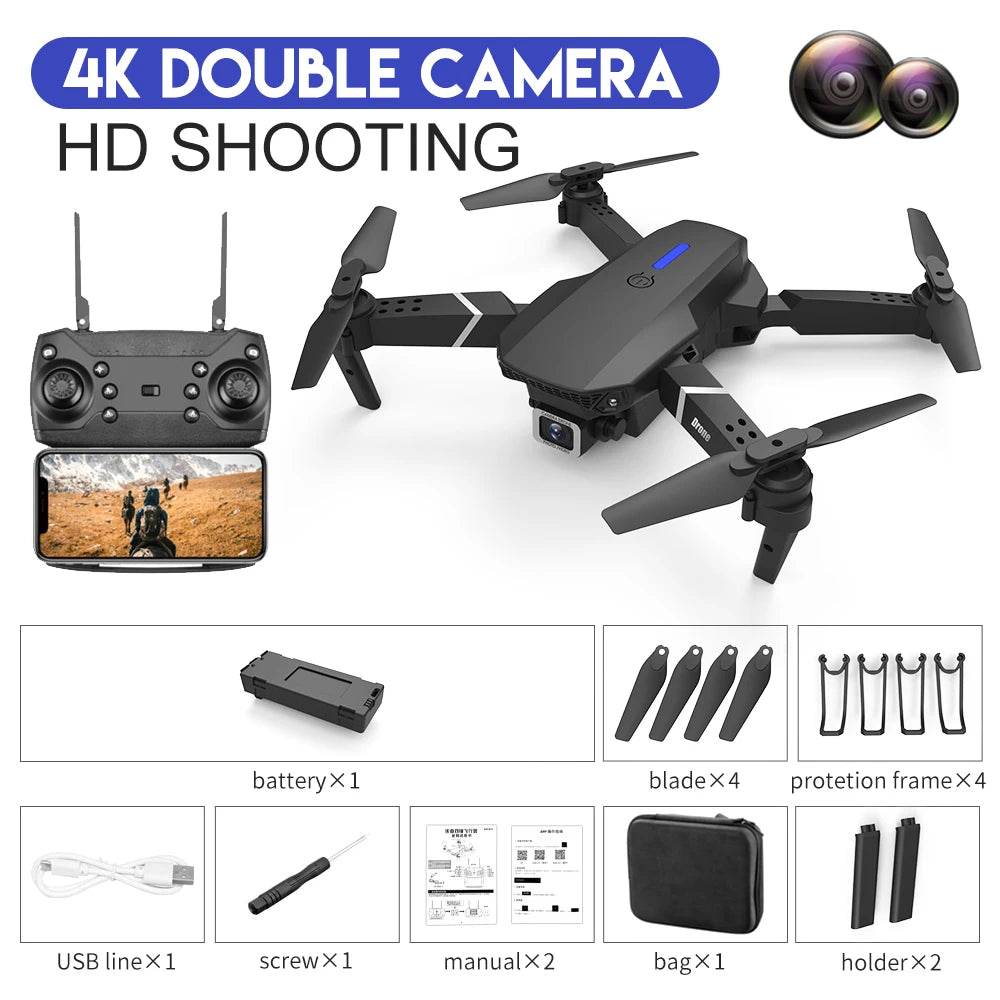 2023 E88Pro 4K Professional RC Drone with 1080P HD Camera - Foldable Helicopter, WIFI FPV, and Height Hold - Perfect Gift Toy - ToylandEU