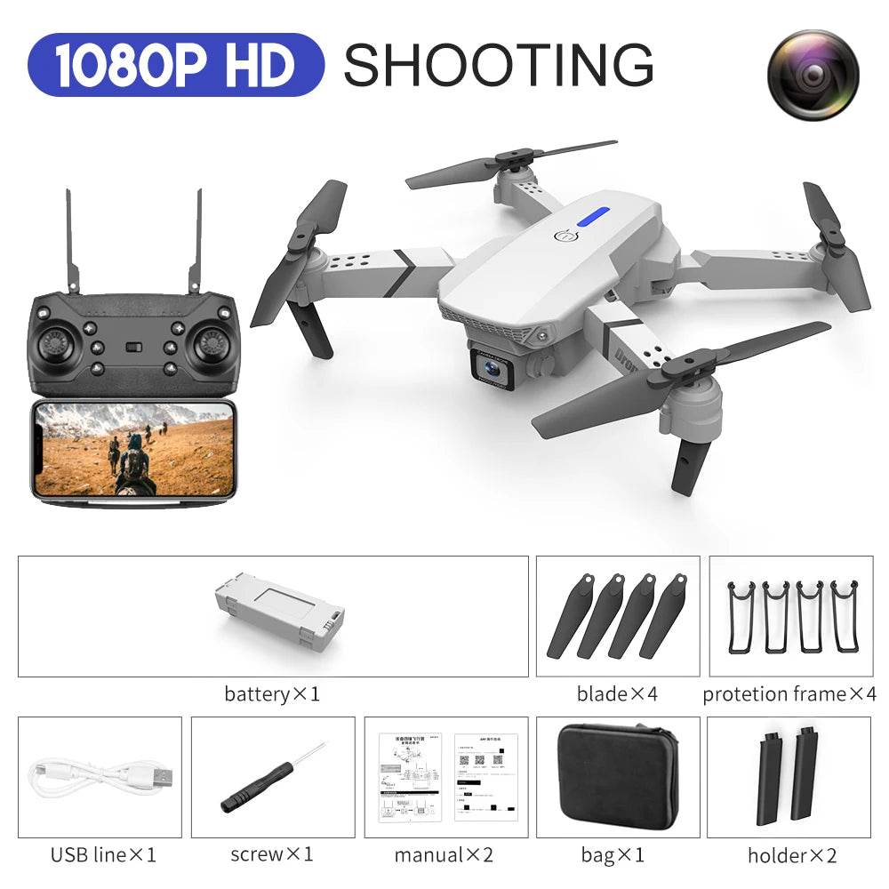 2023 E88Pro 4K Professional RC Drone with 1080P HD Camera - Foldable Helicopter, WIFI FPV, and Height Hold - Perfect Gift Toy - ToylandEU