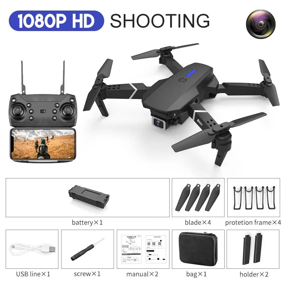 2023 E88Pro 4K Professional RC Drone with 1080P HD Camera - Foldable Helicopter, WIFI FPV, and Height Hold - Perfect Gift Toy - ToylandEU