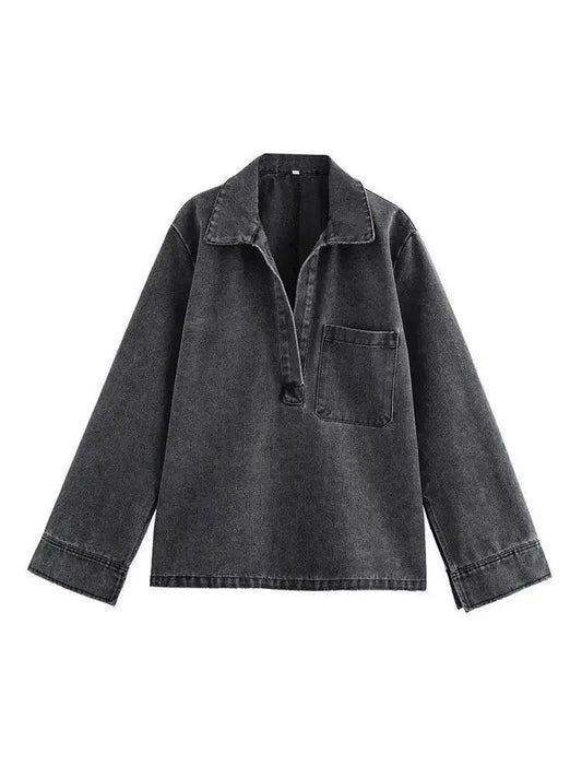  2024 Autumn Jeans Sets Women Turn-down Collar Casual Top Fashion High Waist Streetwear Female Denim Pant Two Piece Set -  ToylandEU™