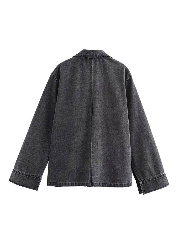 2024 Autumn Jeans Sets Women Turn-down Collar Casual Top Fashion High Waist Streetwear Female Denim Pant Two Piece Set - ToylandEU