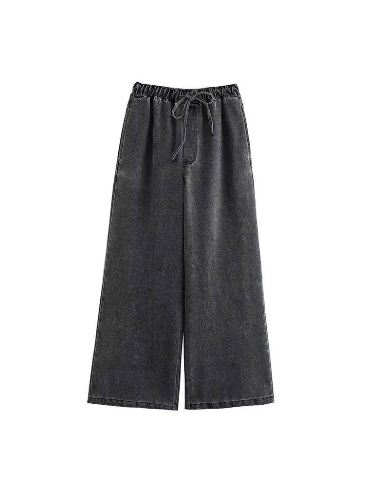 2024 Autumn Jeans Sets Women Turn-down Collar Casual Top Fashion High Waist Streetwear Female Denim Pant Two Piece Set - ToylandEU