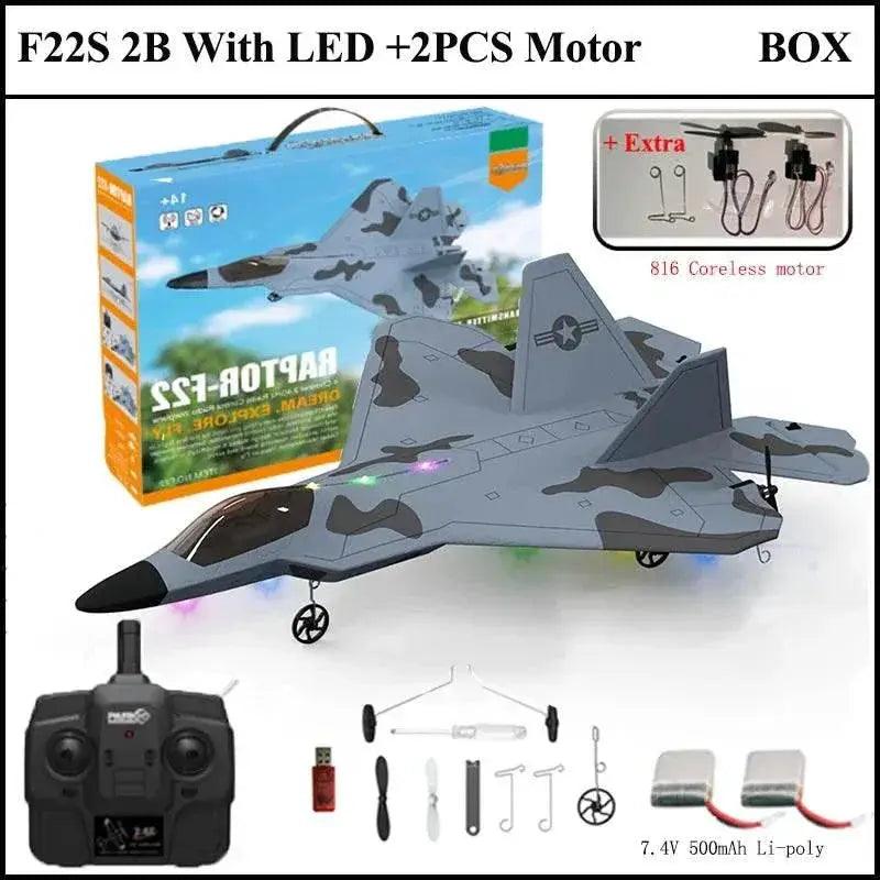  2024 New F22S 2.4G 3CH RC Airplane Raptor Warplane with LED Light -  -  ToylandEU™