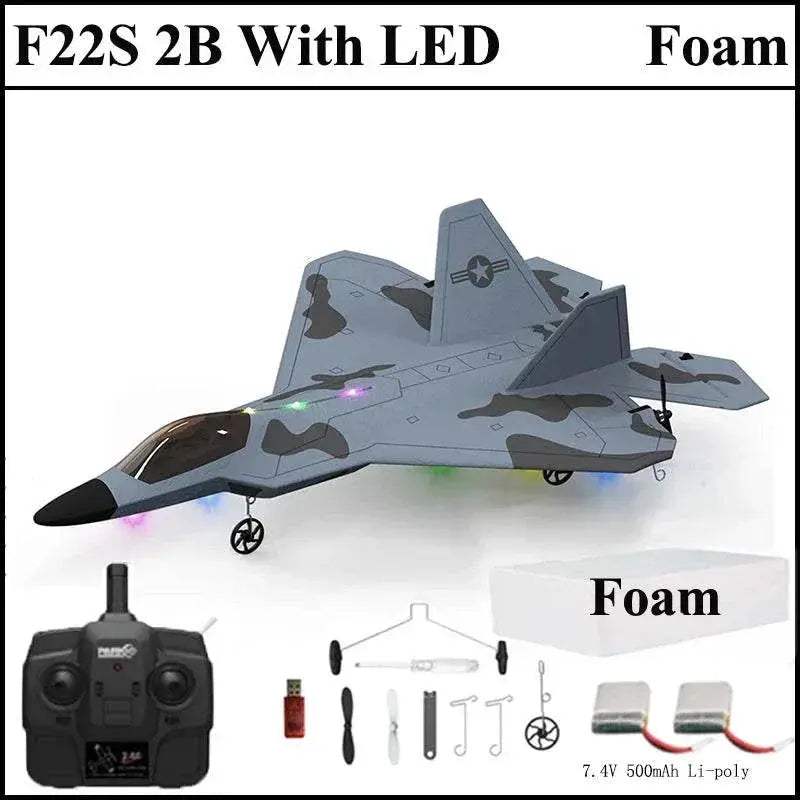  2024 New F22S 2.4G 3CH RC Airplane Raptor Warplane with LED Light -  -  ToylandEU™