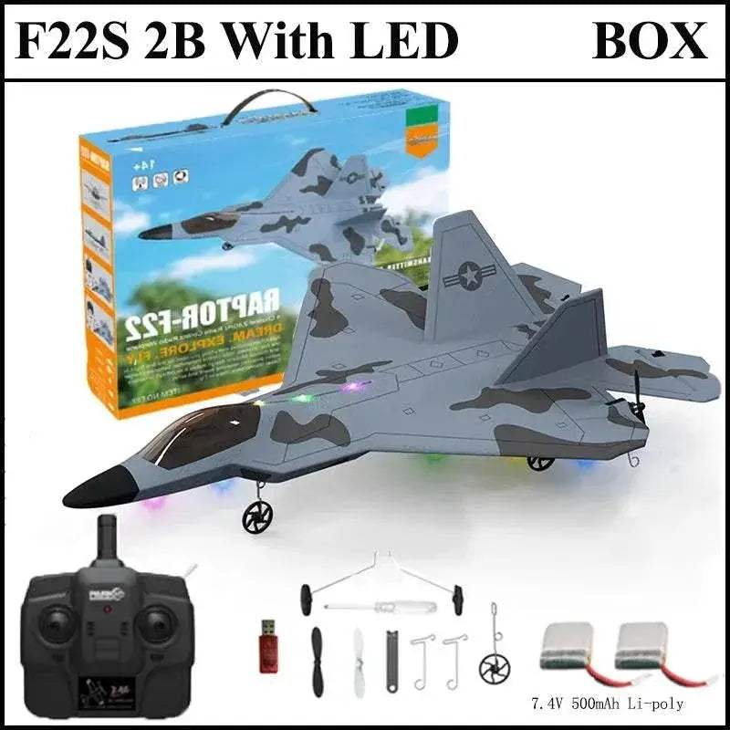  2024 New F22S 2.4G 3CH RC Airplane Raptor Warplane with LED Light -  -  ToylandEU™