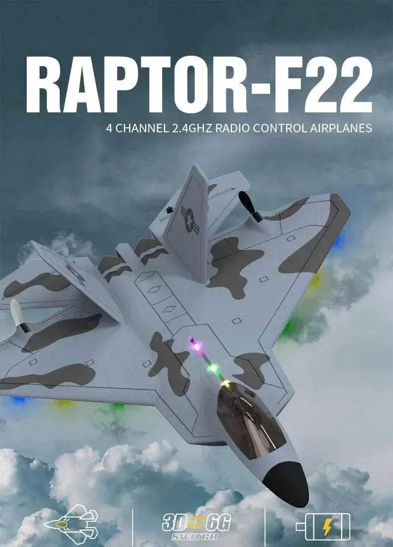 2024 New F22S 2.4G 4CH 3D6G RC Airplane Raptor F22 Warplane - ToylandEU