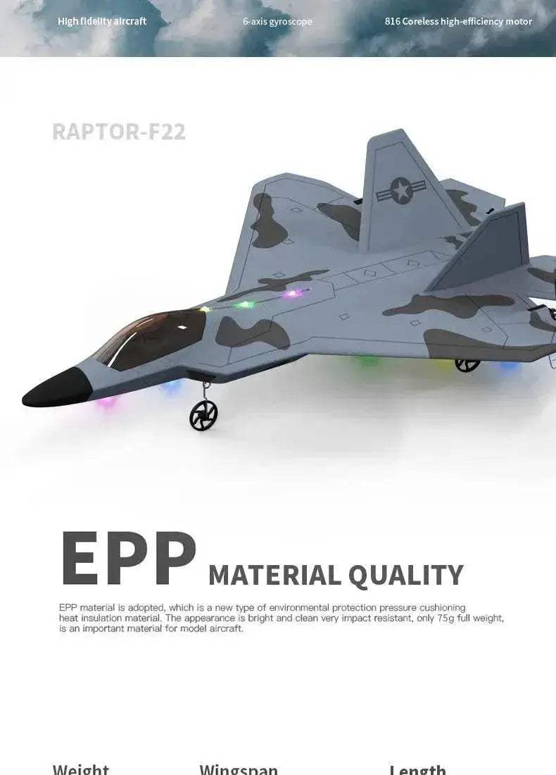 2024 New F22S 2.4G 4CH 3D6G RC Airplane Raptor F22 Warplane - ToylandEU