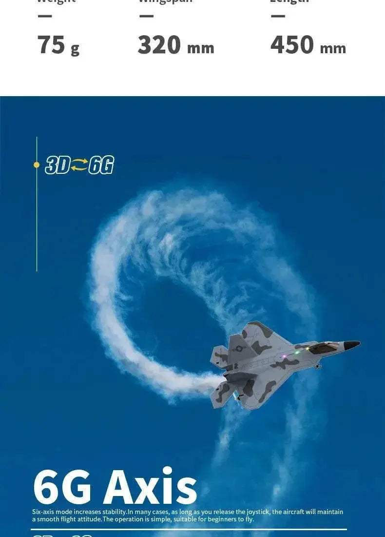 2024 New F22S 2.4G 4CH 3D6G RC Airplane Raptor F22 Warplane - ToylandEU