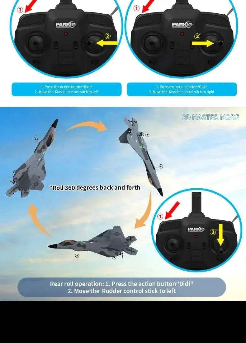 2024 New F22S 2.4G 4CH 3D6G RC Airplane Raptor F22 Warplane - ToylandEU