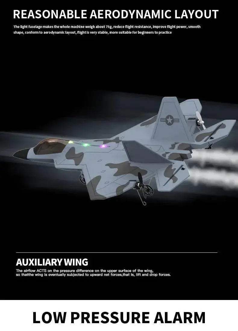 2024 New F22S 2.4G 4CH 3D6G RC Airplane Raptor F22 Warplane - ToylandEU