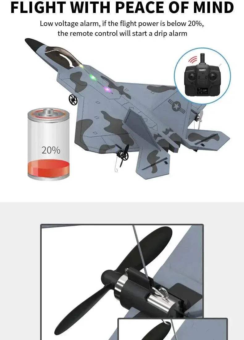2024 New F22S 2.4G 4CH 3D6G RC Airplane Raptor F22 Warplane - ToylandEU