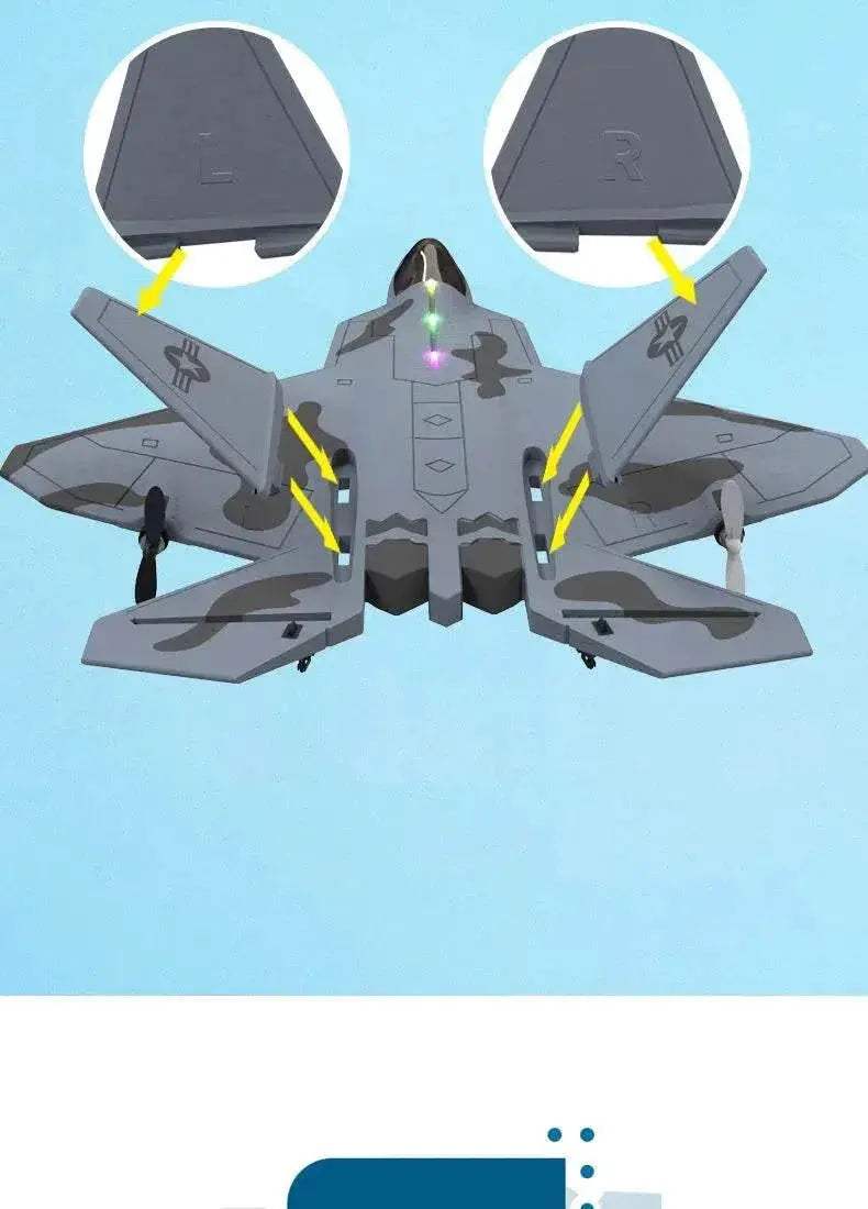 2024 New F22S 2.4G 4CH 3D6G RC Airplane Raptor F22 Warplane - ToylandEU