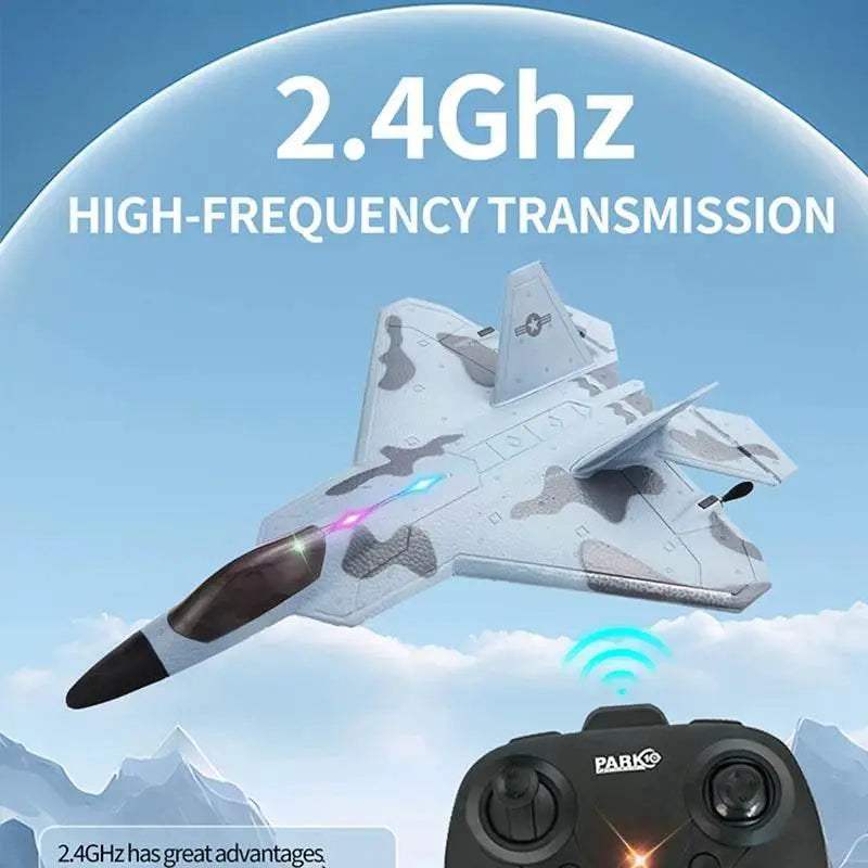 2024 Top P530 2.4G 2CH RC Airplane Raptor F22 Warplane LED Light Gyroscope Toy Gift for Boys Easy Flying - ToylandEU