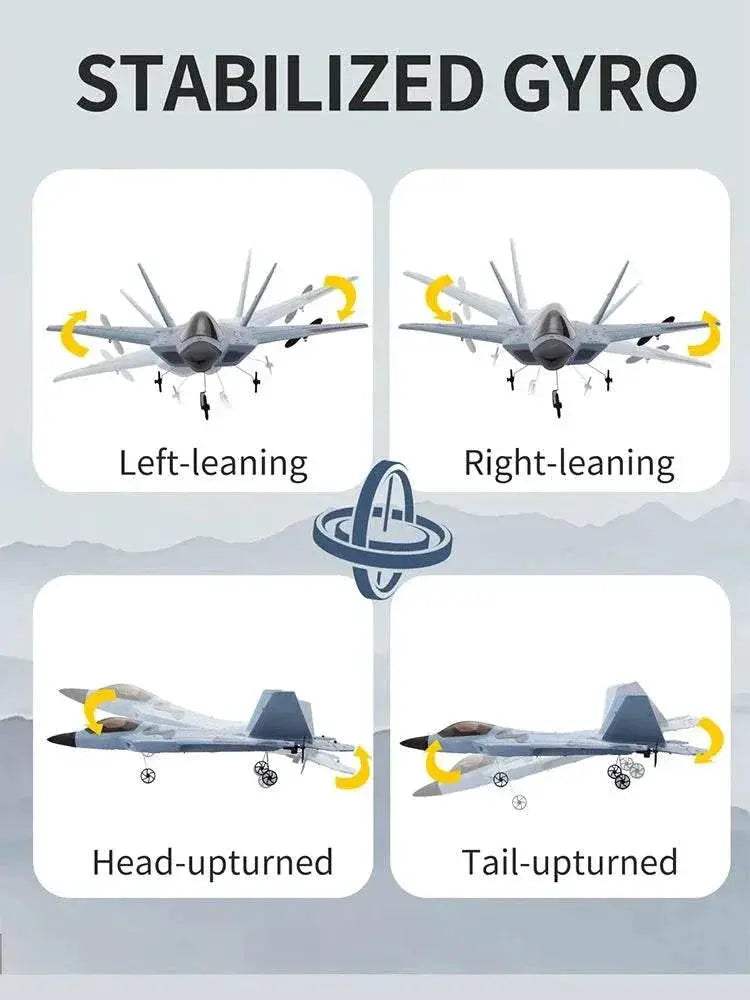 2024 Top P530 2.4G 2CH RC Airplane Raptor F22 Warplane LED Light Gyroscope Toy Gift for Boys Easy Flying - ToylandEU