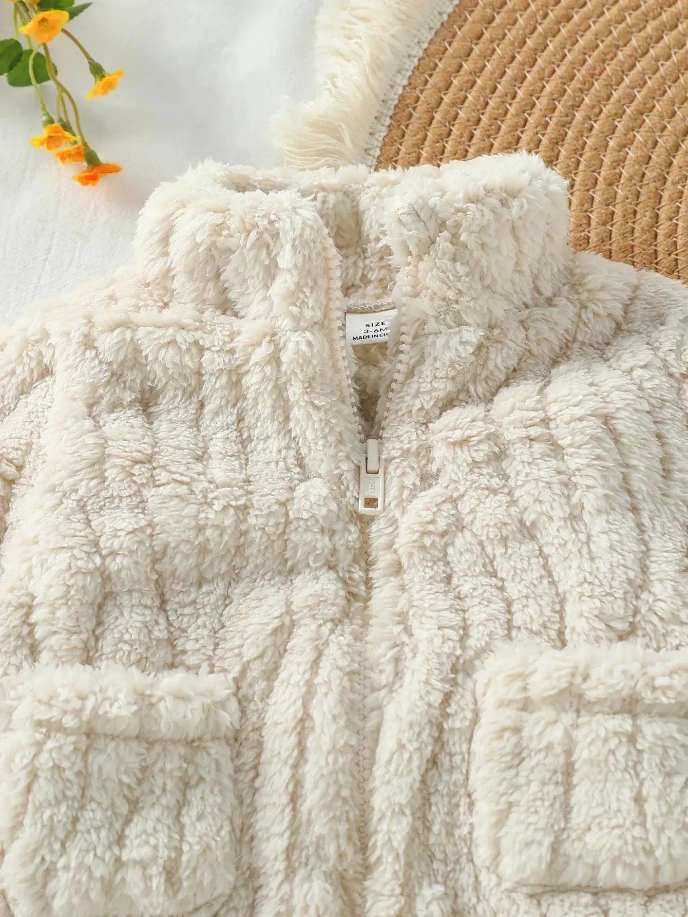  2025 New Casual Autumn /Winter Boys/Girls Long Sleeve Solid Warm Plush Sets For 1-3Y Zip-Up Coat Outfits Clothing Suit -  ToylandEU™
