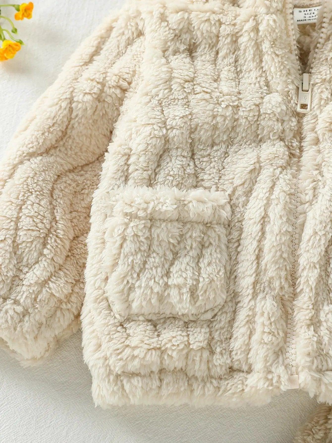  2025 New Casual Autumn /Winter Boys/Girls Long Sleeve Solid Warm Plush Sets For 1-3Y Zip-Up Coat Outfits Clothing Suit -  ToylandEU™