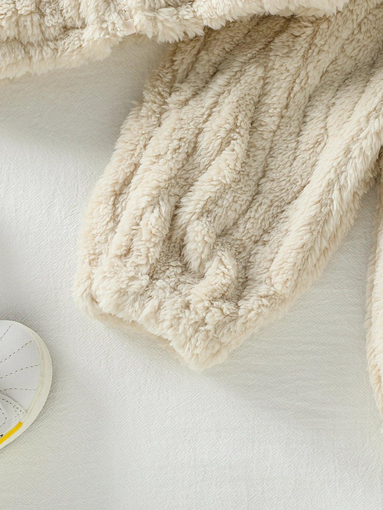 2025 New Casual Autumn /Winter Boys/Girls Long Sleeve Solid Warm Plush Sets For 1-3Y Zip-Up Coat Outfits Clothing Suit - ToylandEU