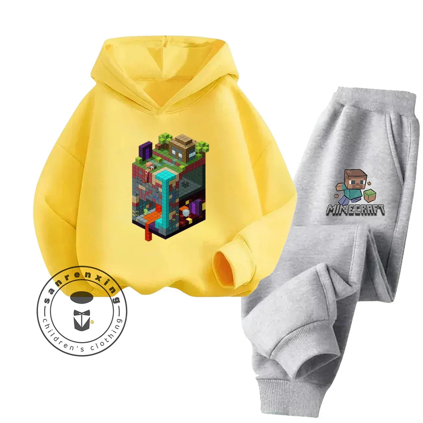2025 New Fashion Minecraft Cartoon Printed Hoodie Set For Children Teenagers Boys Girls Casual Hot Sale Autumn Winter - ToylandEU