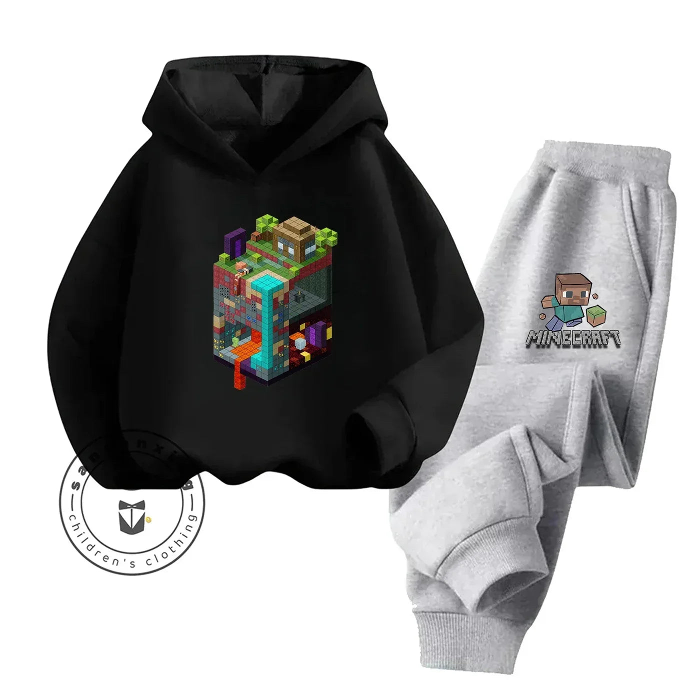 2025 New Fashion Minecraft Cartoon Printed Hoodie Set For Children Teenagers Boys Girls Casual Hot Sale Autumn Winter - ToylandEU