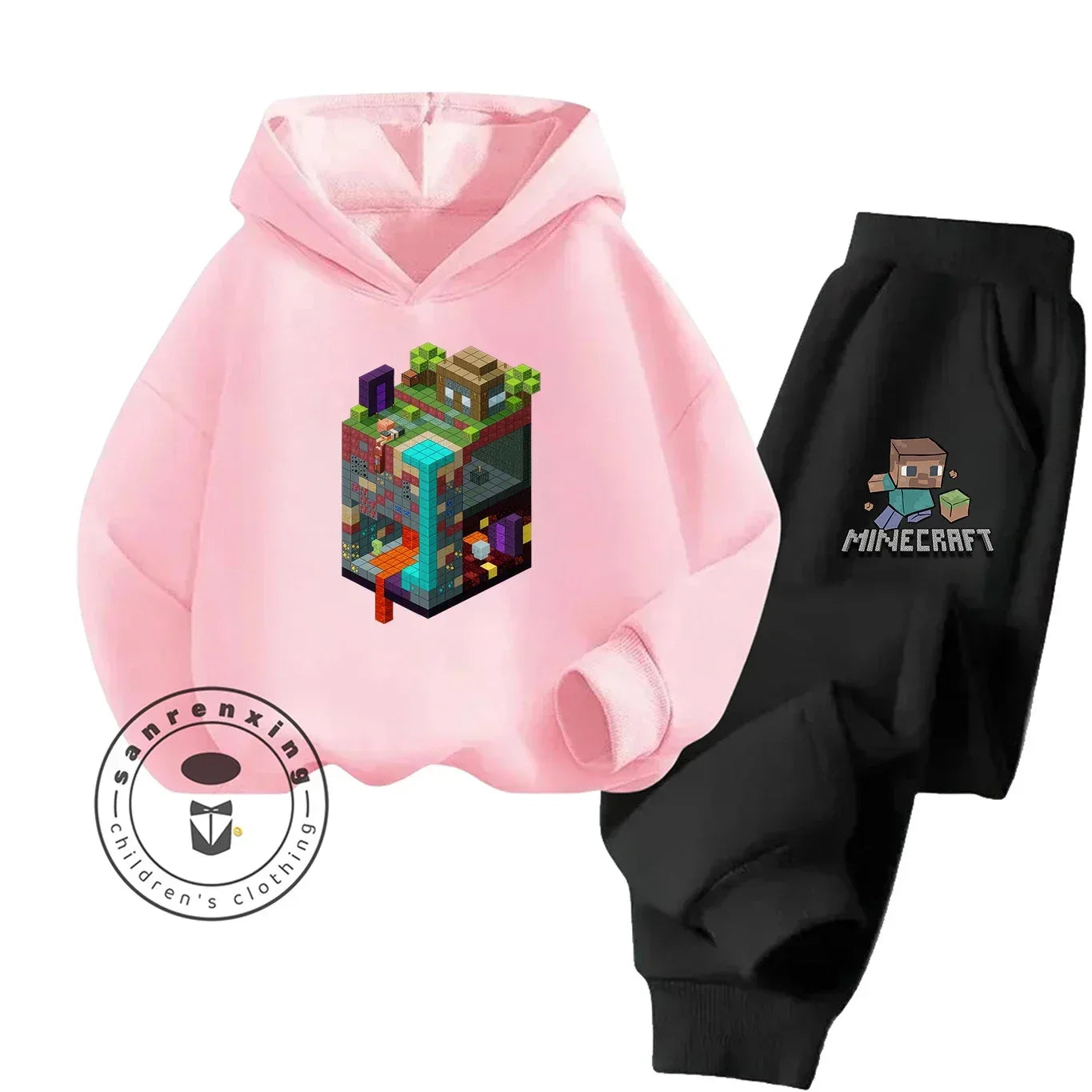 2025 New Fashion Minecraft Cartoon Printed Hoodie Set For Children Teenagers Boys Girls Casual Hot Sale Autumn Winter - ToylandEU