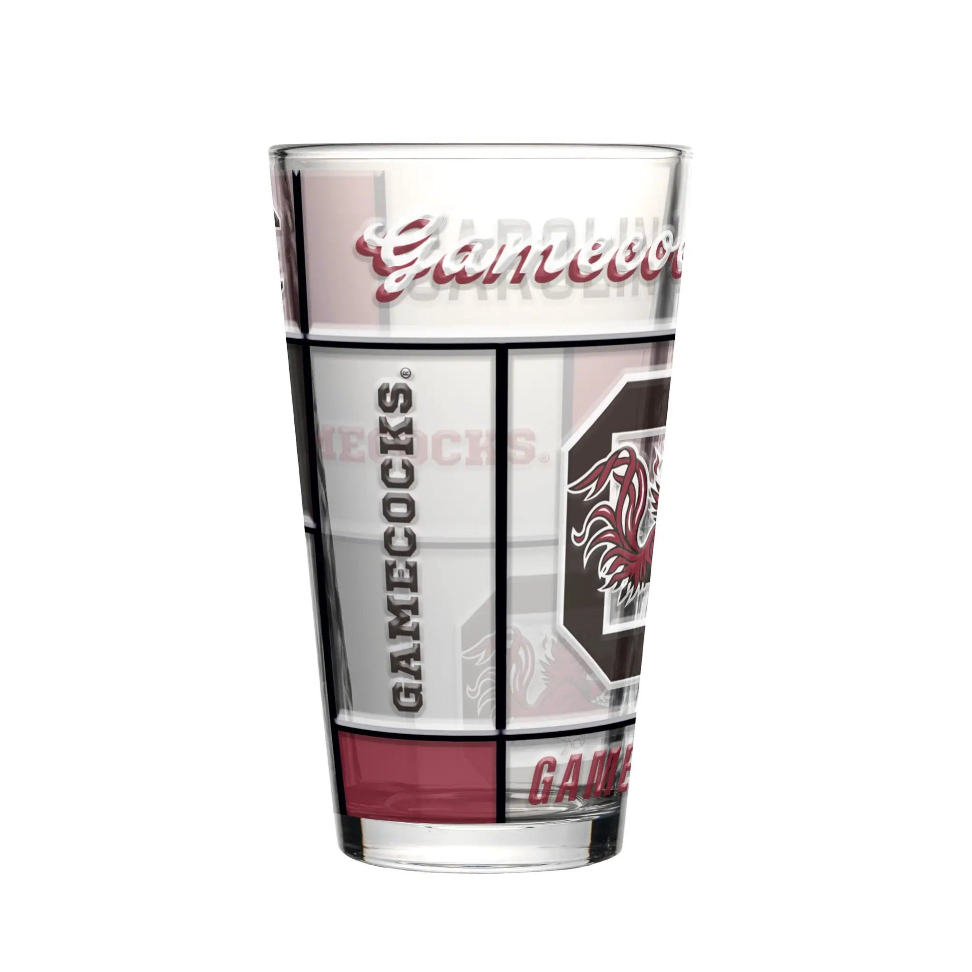 South Carolina Gamecocks Pint Glass 16oz Quilted Stained Boxed