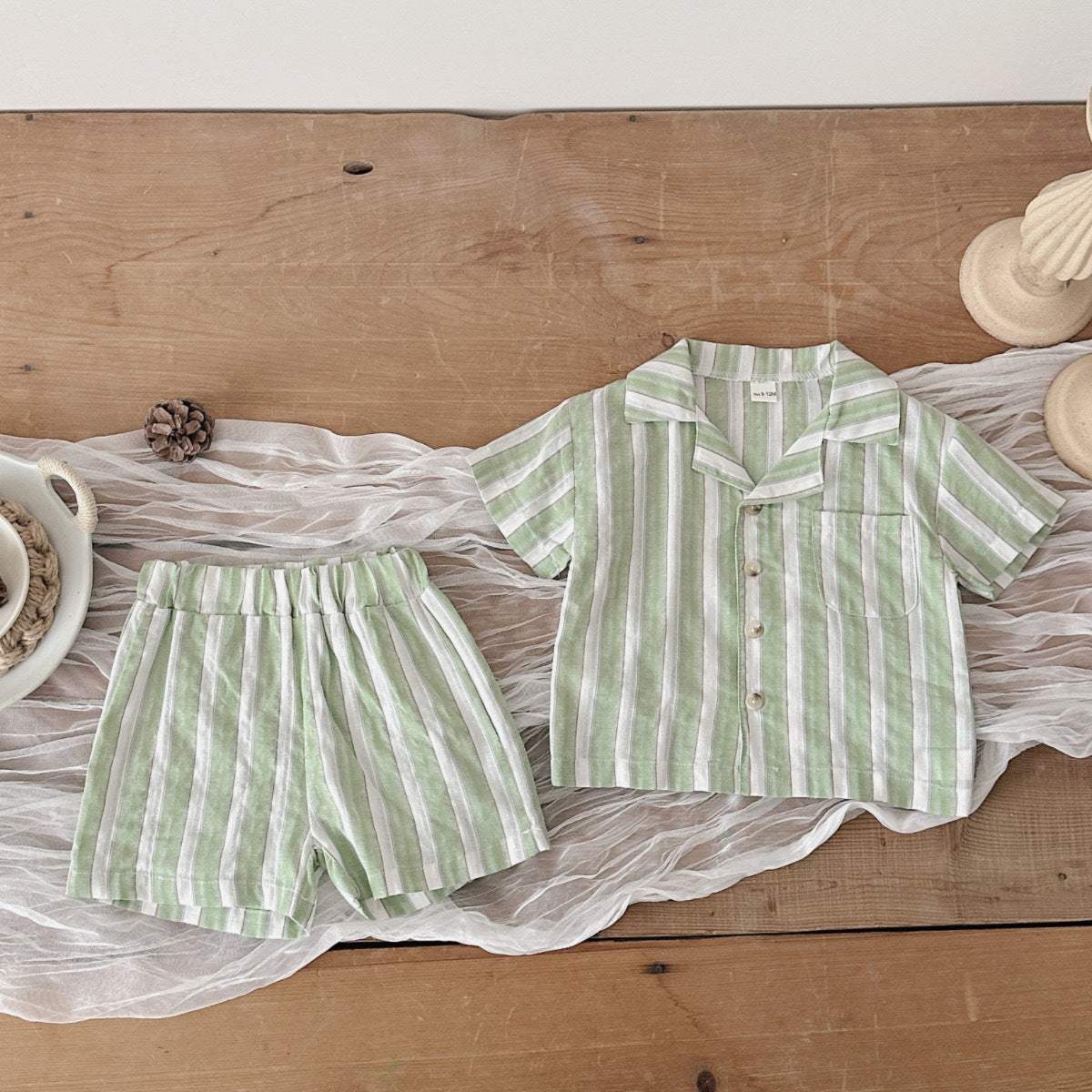 Kids' Striped Cool Breathable Sports Shorts | Olive | 6 Months To 3 Years