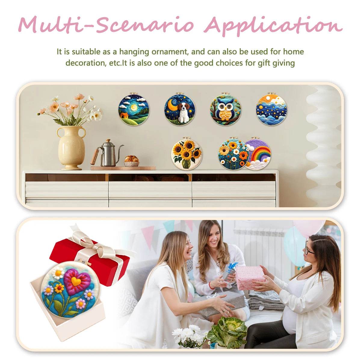 20x20cm Wool Felting Painting Landscape DIY Embroidery Kit Needle Felt Handmade Picture Kit Wool Paintings - ToylandEU