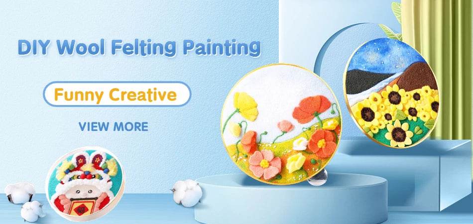 20x20cm Wool Felting Painting Landscape DIY Embroidery Kit Needle Felt Handmade Picture Kit Wool Paintings - ToylandEU