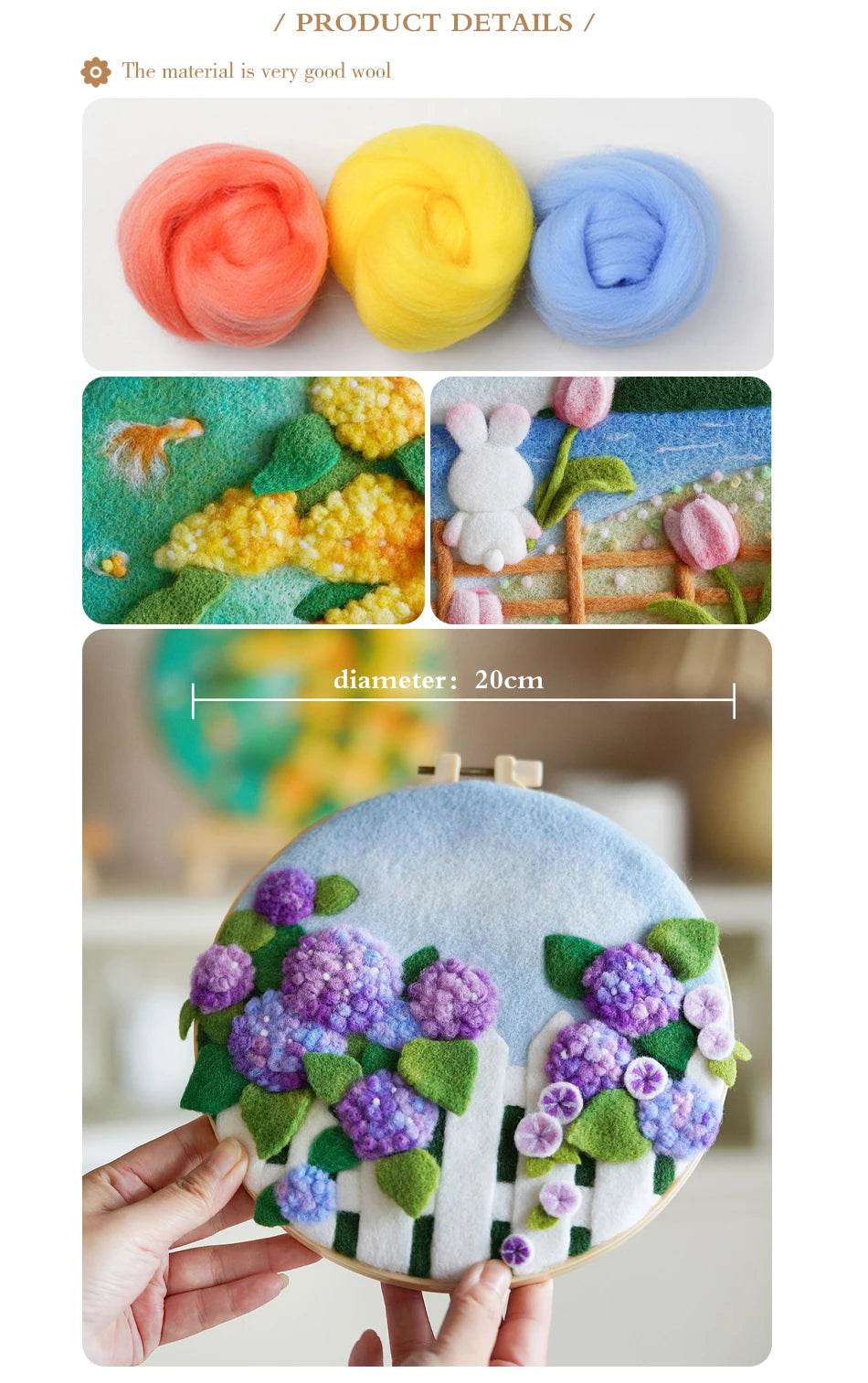 20x20cm Wool Felting Painting Landscape DIY Embroidery Kit Needle Felt Handmade Picture Kit Wool Paintings - ToylandEU