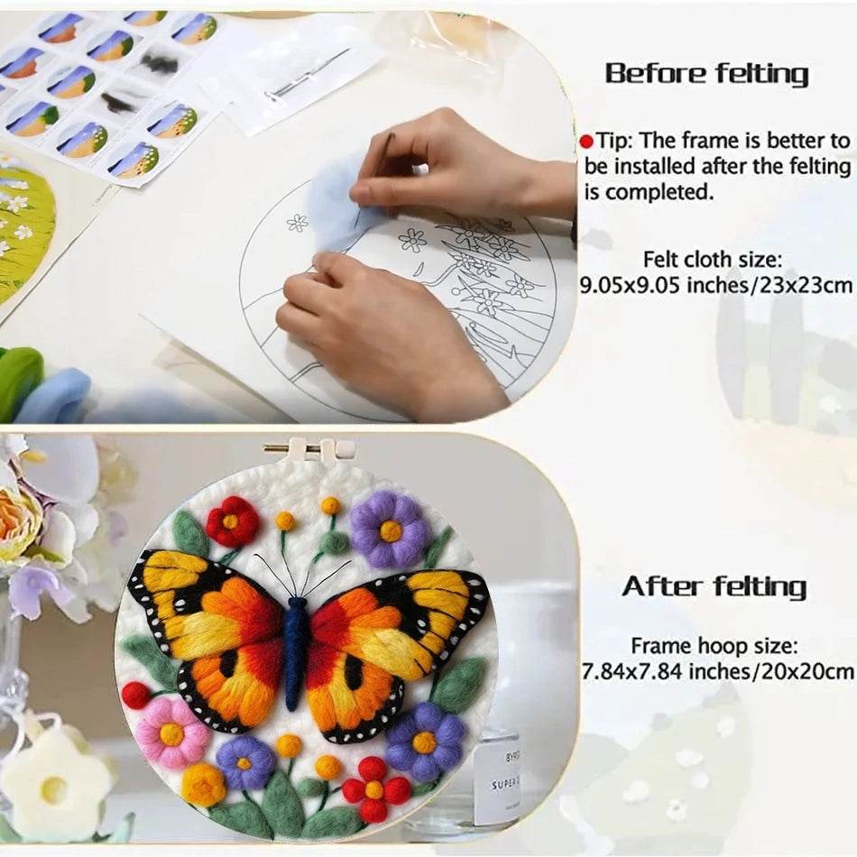 20x20cm Wool Felting Painting Landscape DIY Embroidery Kit Needle Felt Handmade Picture Kit Wool Paintings - ToylandEU