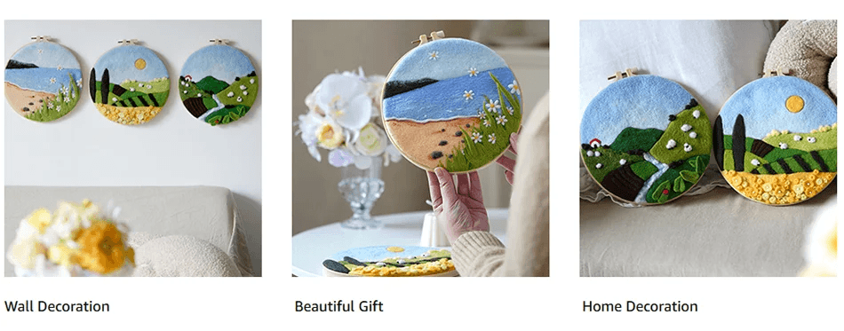 20x20cm Wool Felting Painting Landscape DIY Embroidery Kit Needle Felt Handmade Picture Kit Wool Paintings - ToylandEU