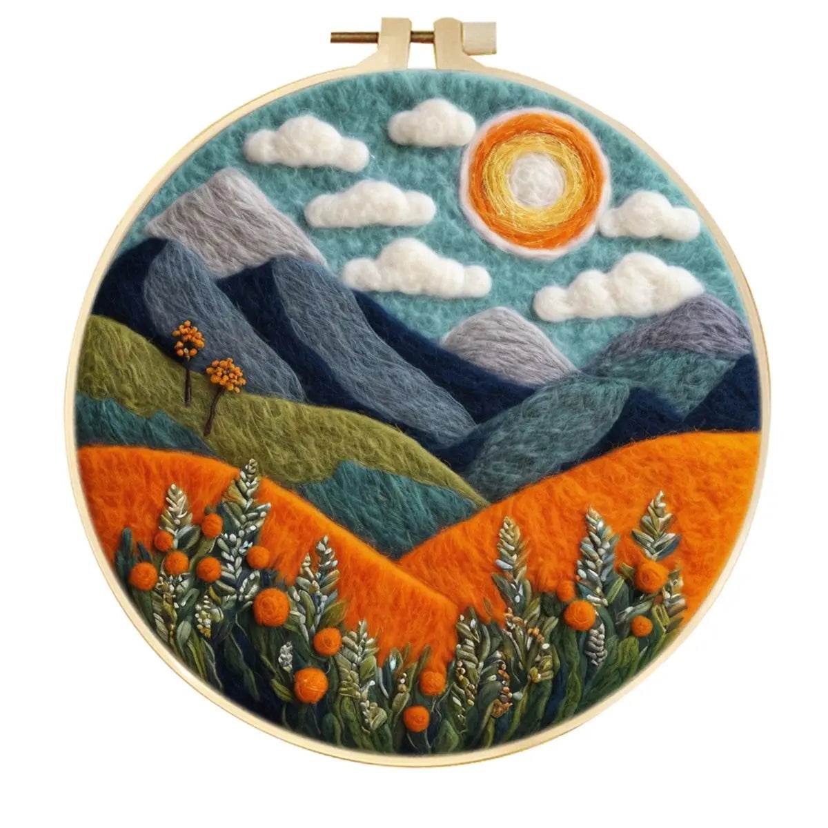 20x20cm Wool Felting Painting Landscape DIY Embroidery Kit Needle Felt Handmade Picture Kit Wool Paintings - ToylandEU