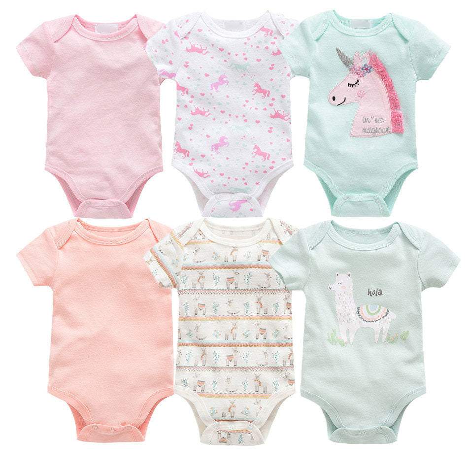 Baby Jumpsuit | Cotton | Short Sleeve | 6 Piece Set 0-12 Months
