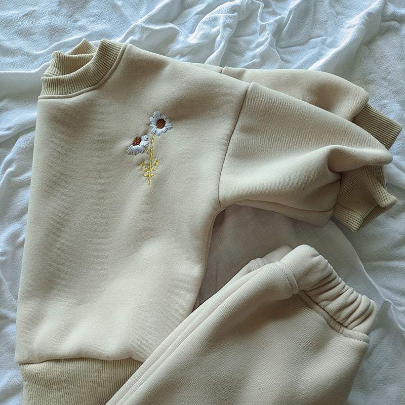 Baby Brushed Flower Suit | Milky White, Dark Brown