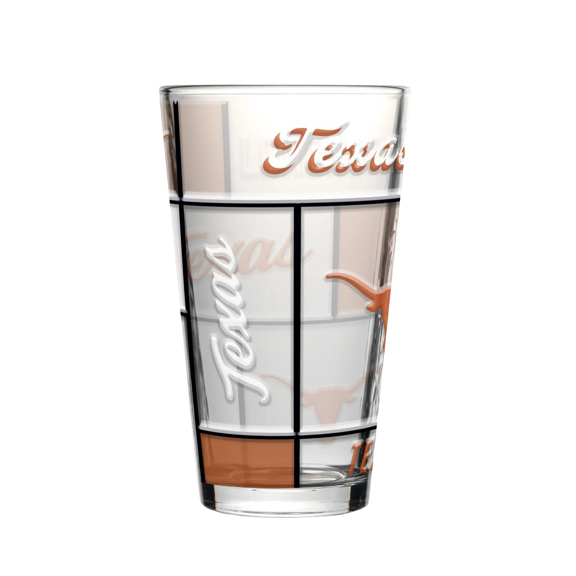 Texas Longhorns Pint Glass 16oz Quilted Stained Boxed