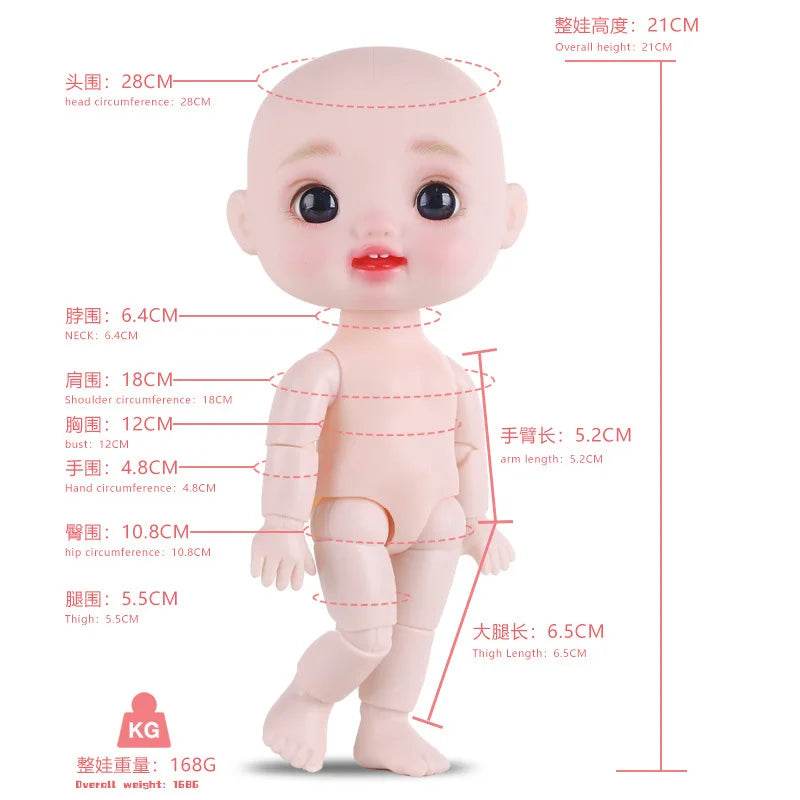 21cm Cute BJD Doll Toys Vinyl Movable Jointed Kawaii Dolls - ToylandEU
