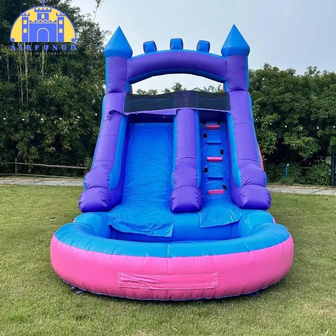 21ft Commercial Grade Navy and Purple Inflatable Water Slide with Splash Pool Bouncy Castle for Adults and Kids - ToylandEU
